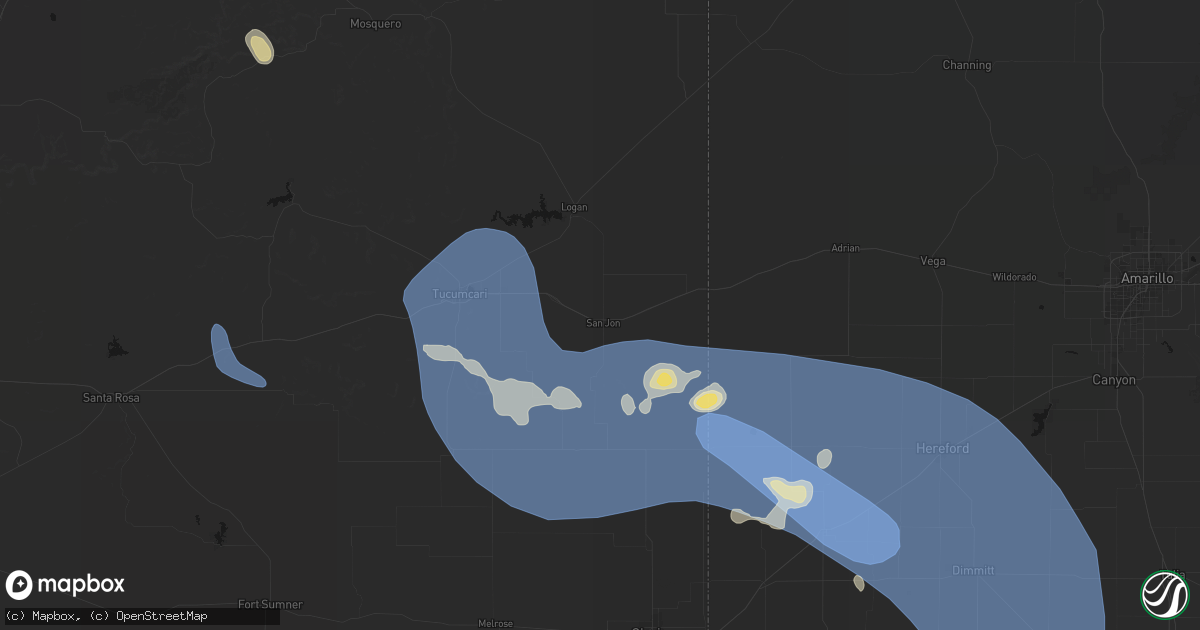 Hail map in San Jon, NM on July 31, 2026