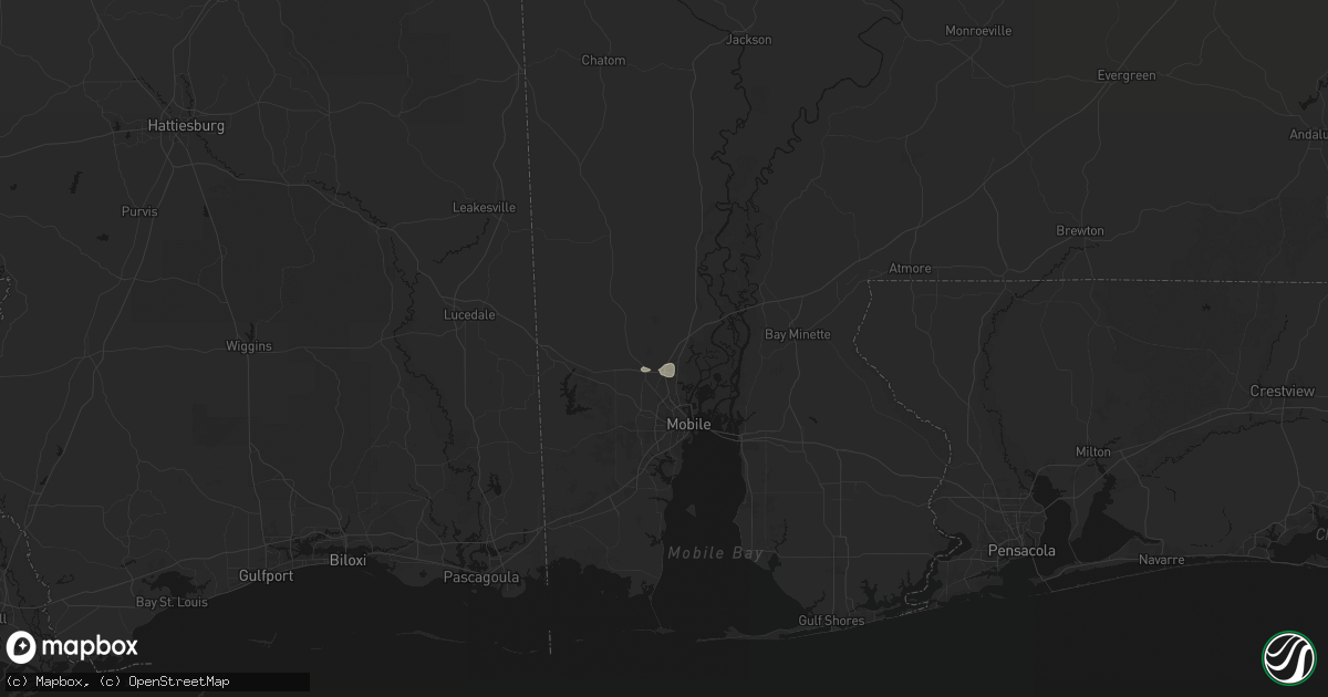 Hail map in Saraland, AL on July 31, 2026