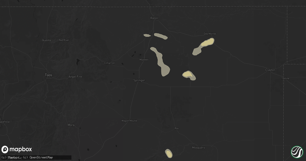 Hail map in Springer, NM on July 31, 2026