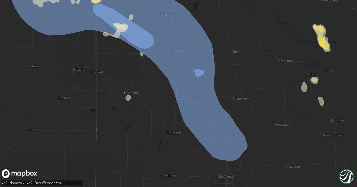 Hail map in Springlake, TX on July 31, 2026