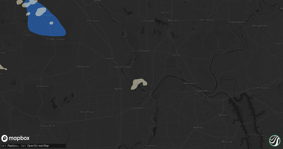 Hail map in Tamms, IL on July 31, 2026