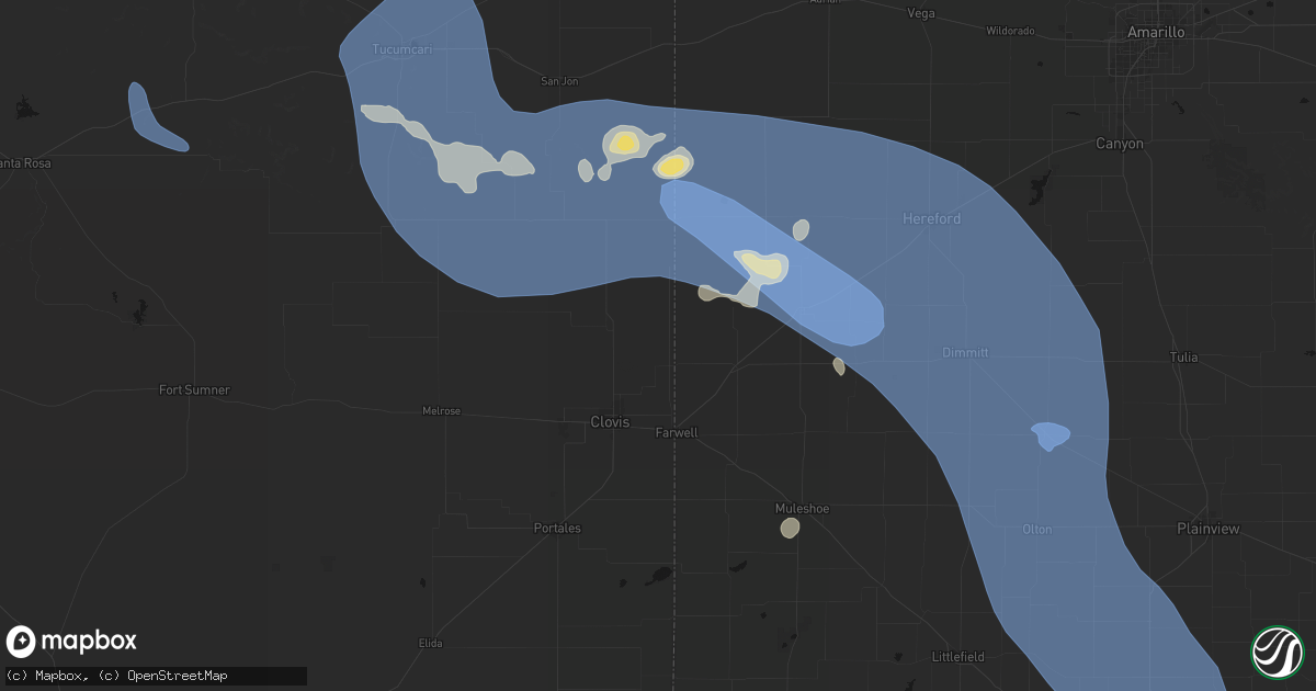 Hail map in Texico, NM on July 31, 2026