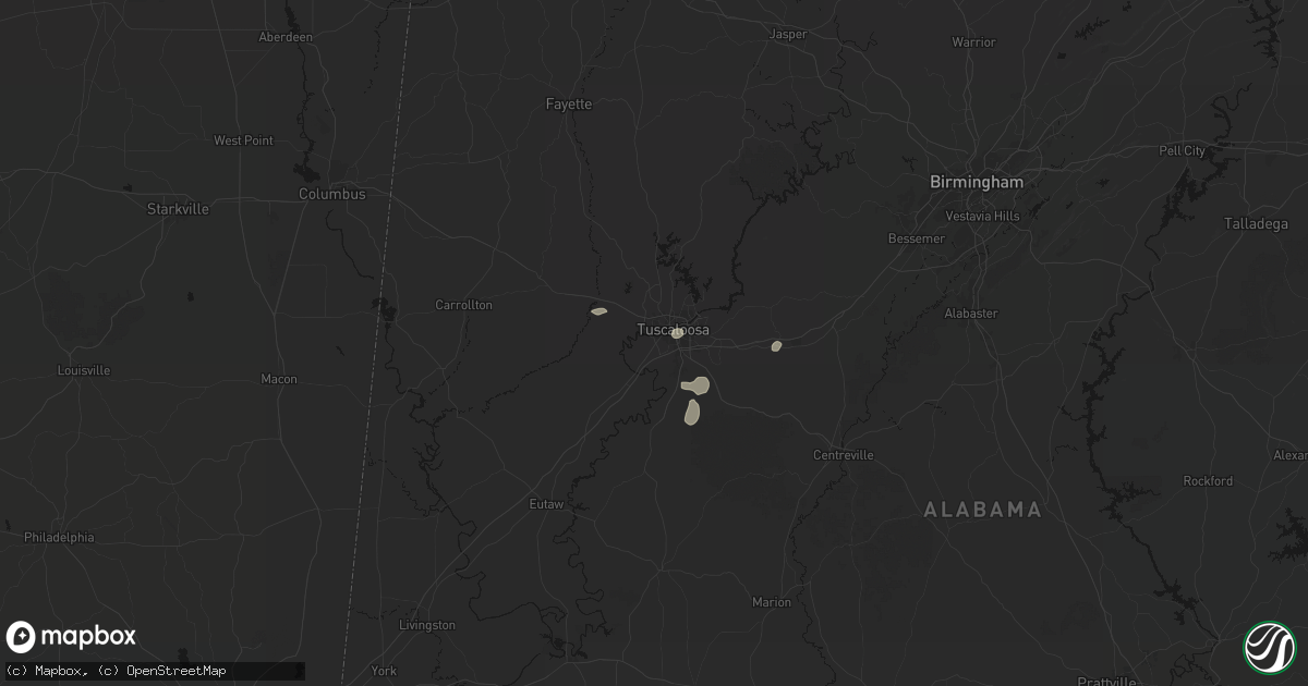 Hail map in Tuscaloosa, AL on July 31, 2026