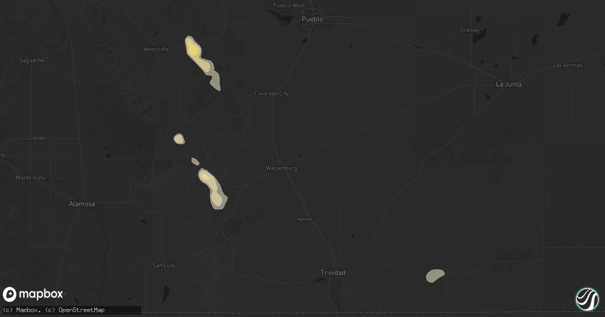 Hail map in Walsenburg, CO on July 31, 2026