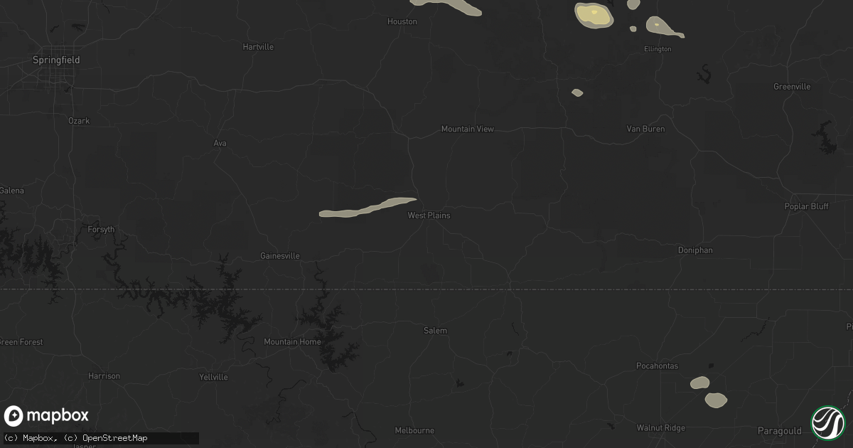 Hail map in West Plains, MO on July 31, 2026
