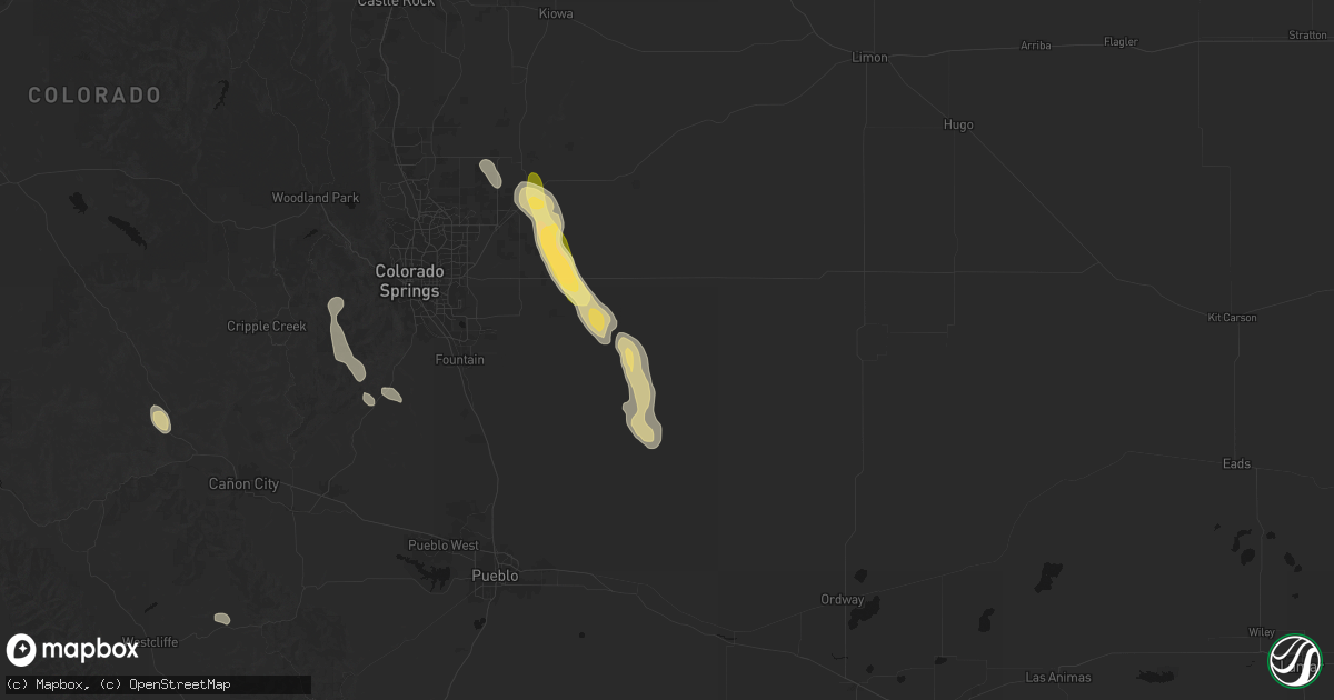 Hail map in Yoder, CO on July 31, 2026
