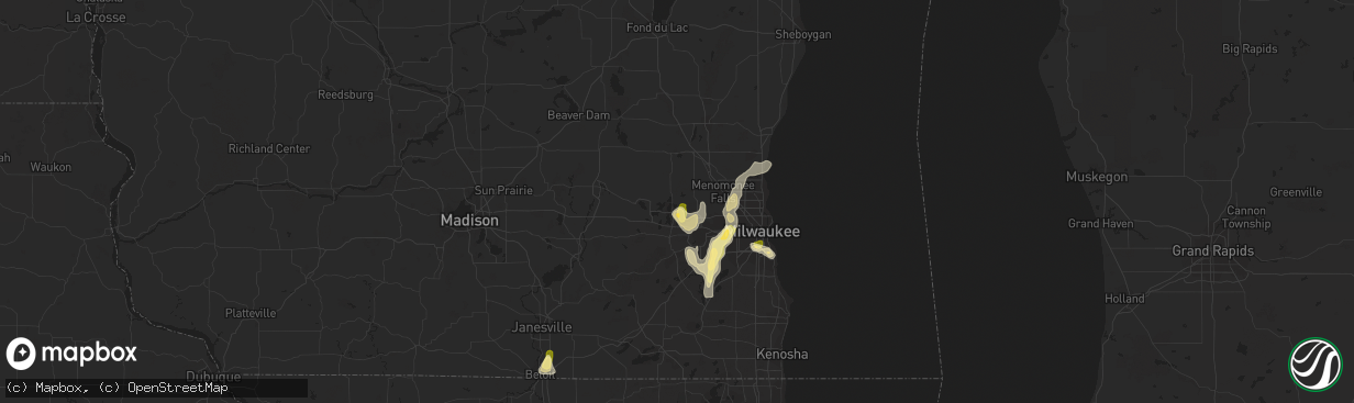 Hail map in Hartland, WI on August 1, 2014