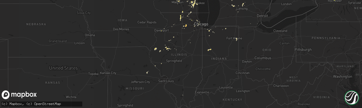 Hail map in Illinois on August 1, 2014