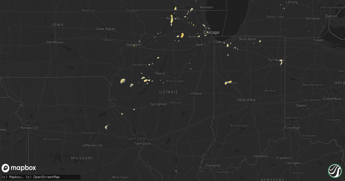 Hail map in Illinois on August 1, 2014