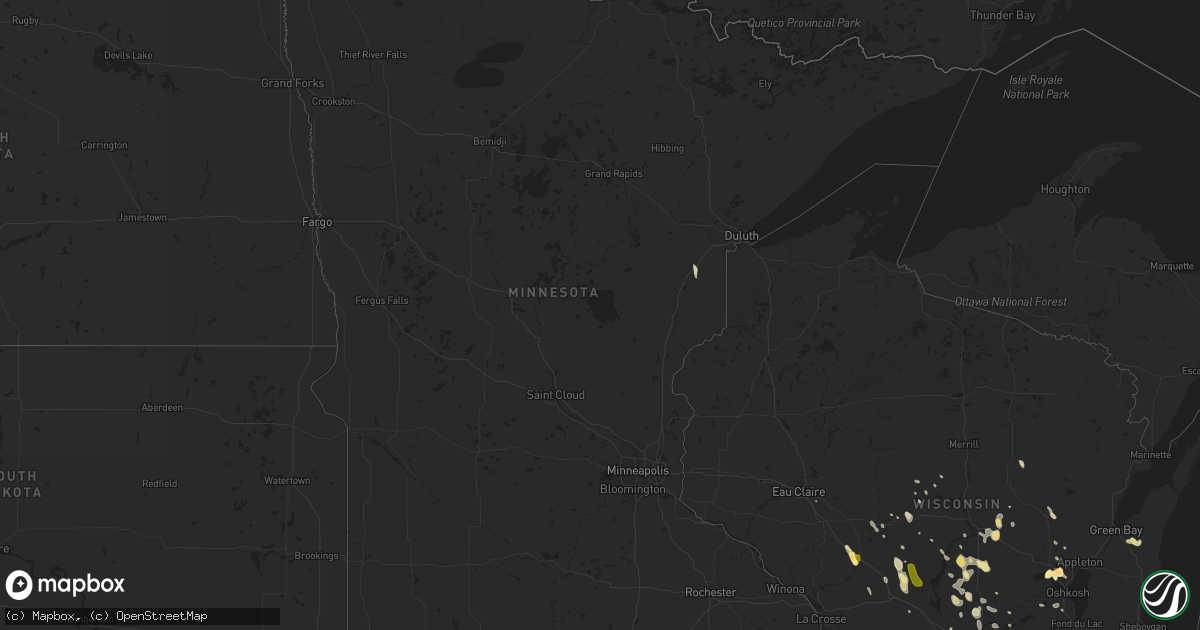 Hail map in Minnesota on August 1, 2014
