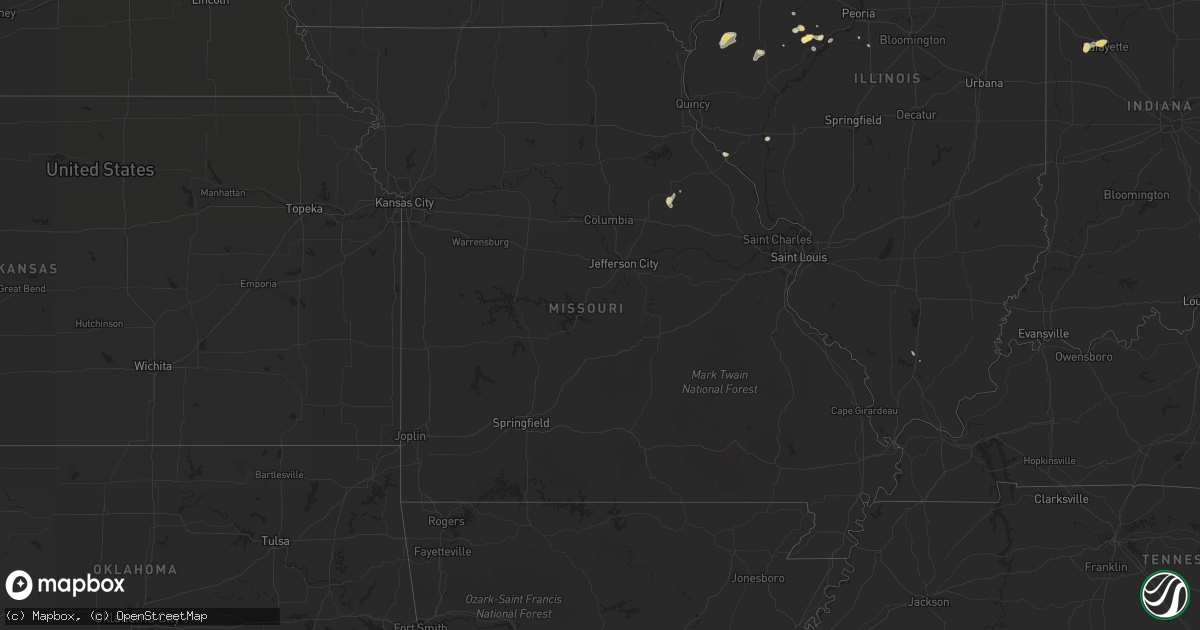 Hail map in Missouri on August 1, 2014