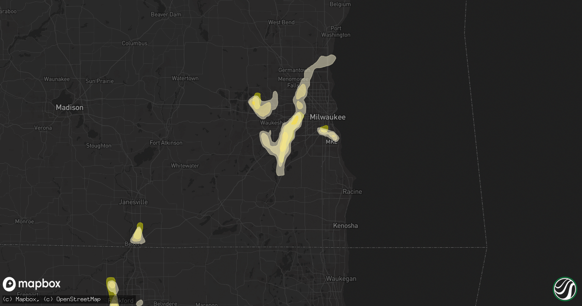 Hail map in Muskego, WI on August 1, 2014
