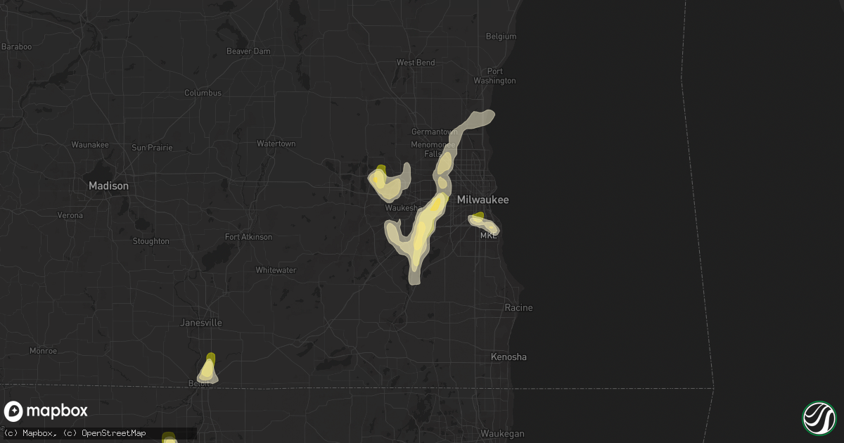 Hail map in New Berlin, WI on August 1, 2014