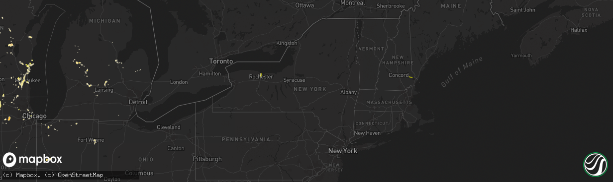 Hail map in New York on August 1, 2014