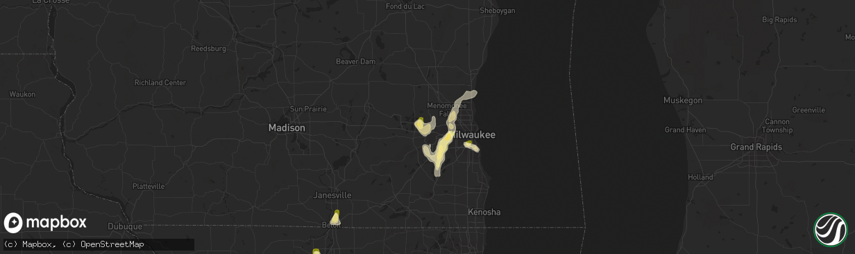 Hail map in Pewaukee, WI on August 1, 2014