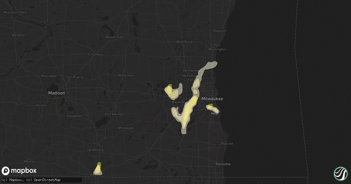 Hail map in Pewaukee, WI on August 1, 2014