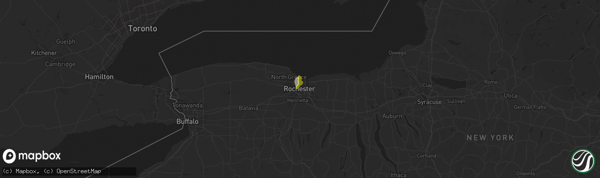 Hail map in Rochester, NY on August 1, 2014