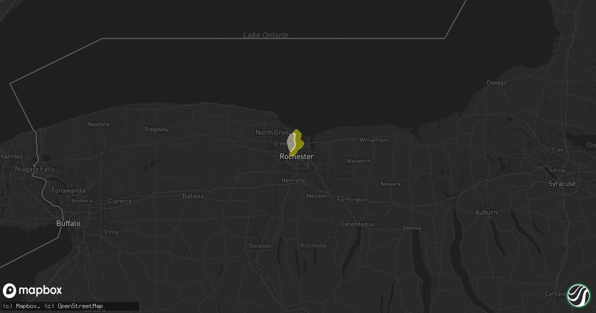 Hail map in Rochester, NY on August 1, 2014