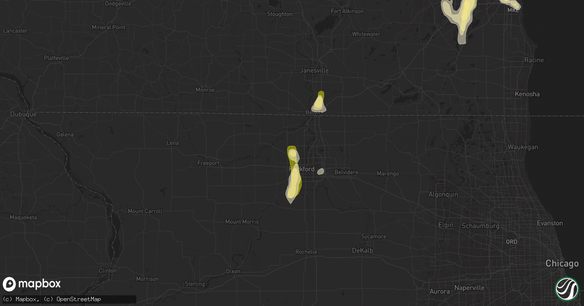 Hail map in Rockford, IL on August 1, 2014