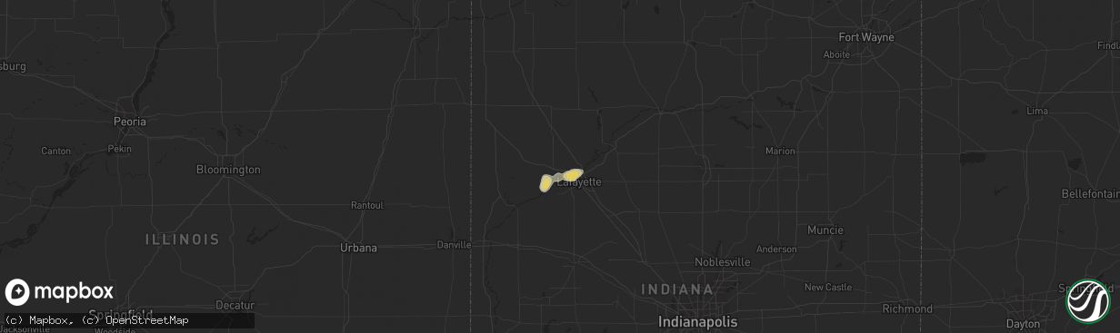 Hail map in West Lafayette, IN on August 1, 2014