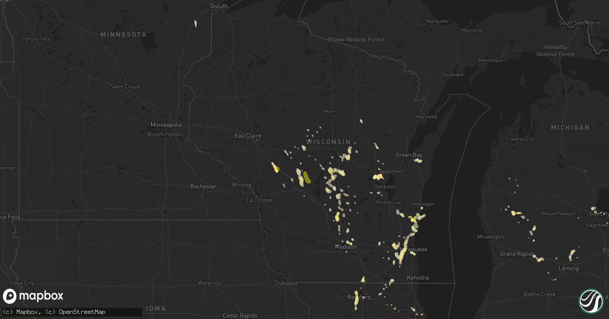 Hail map in Wisconsin on August 1, 2014