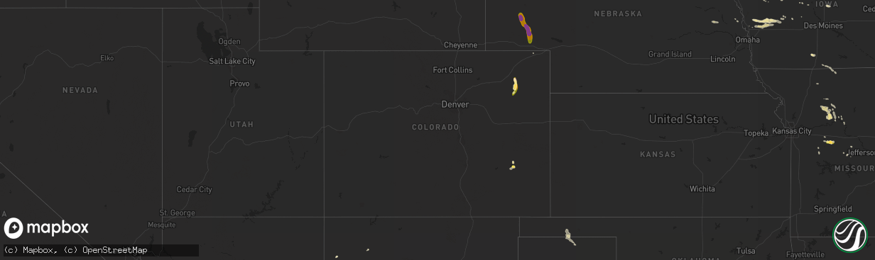 Hail map in Colorado on August 1, 2015