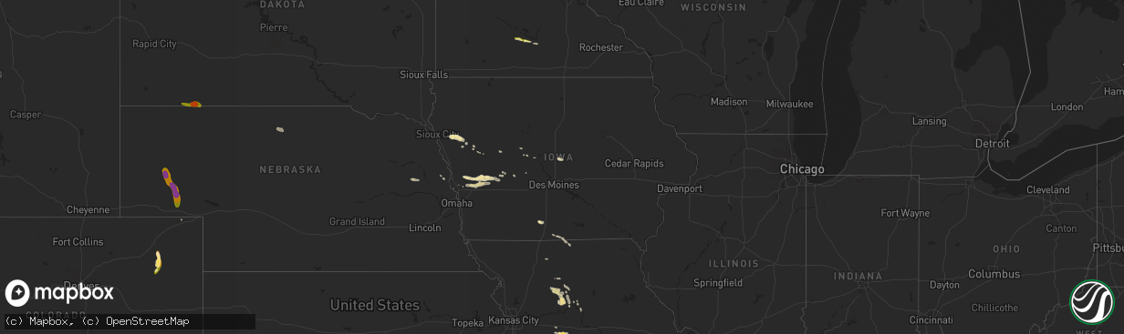 Hail map in Iowa on August 1, 2015