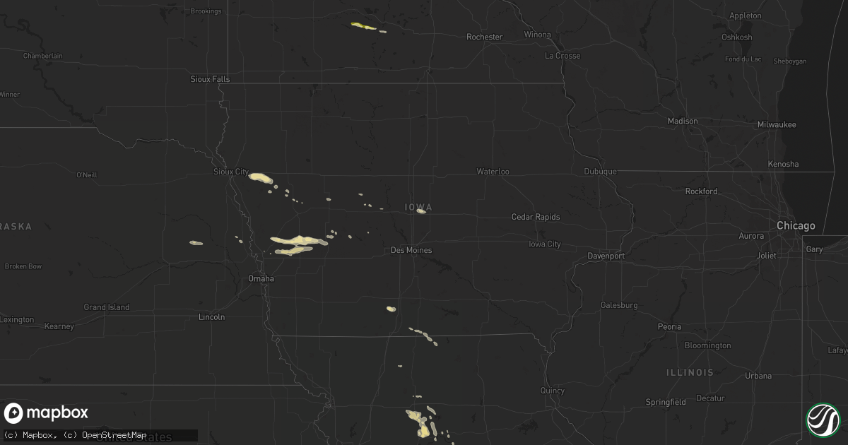 Hail map in Iowa on August 1, 2015