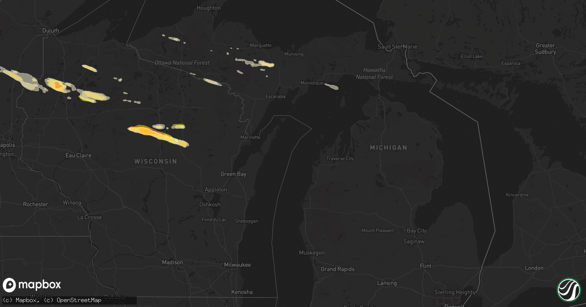 Hail map in Michigan on August 1, 2015