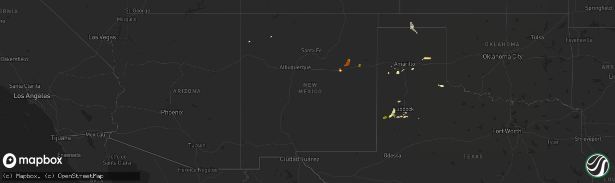 Hail map in New Mexico on August 1, 2015