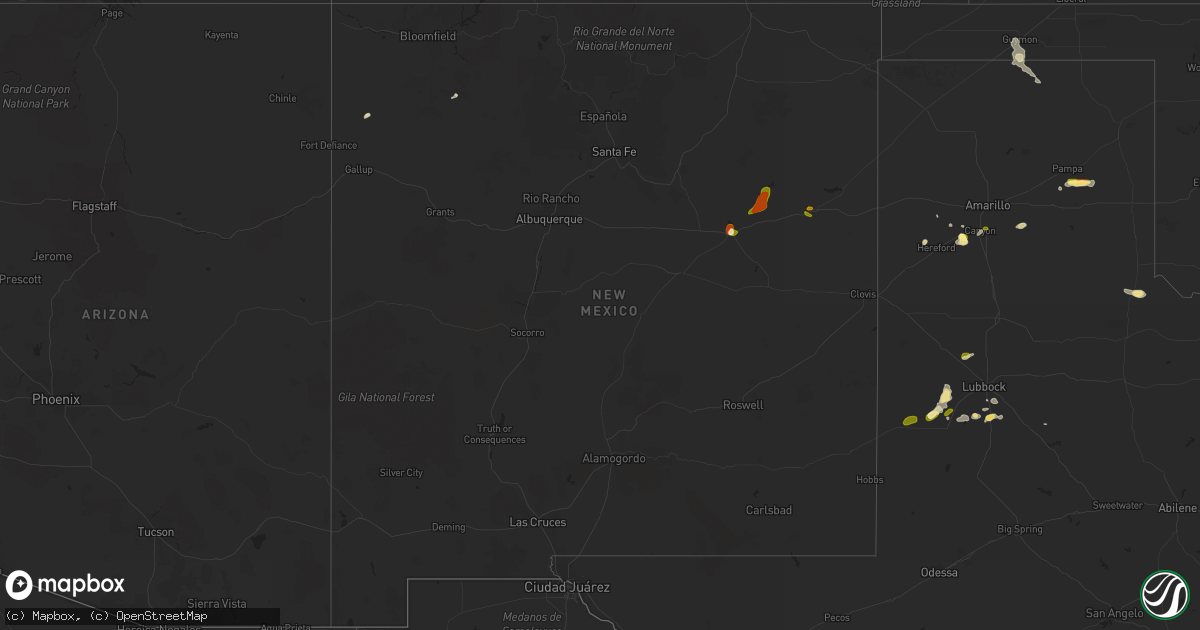 Hail map in New Mexico on August 1, 2015