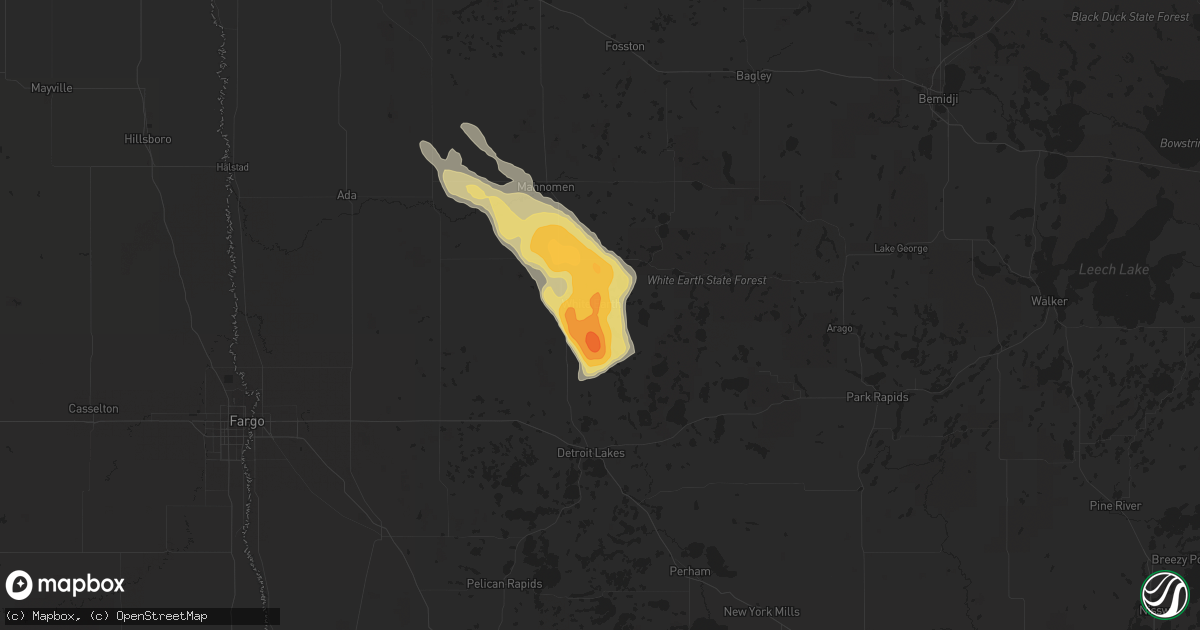 Hail map in Ogema, MN on August 1, 2015