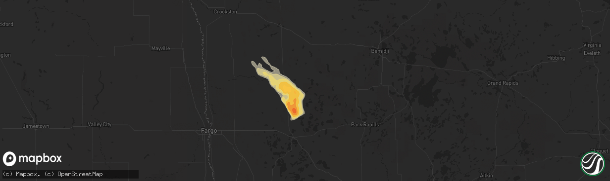 Hail map in Waubun, MN on August 1, 2015