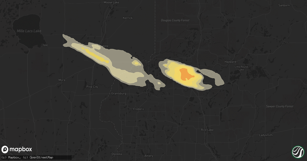 Hail map in Webster, WI on August 1, 2015
