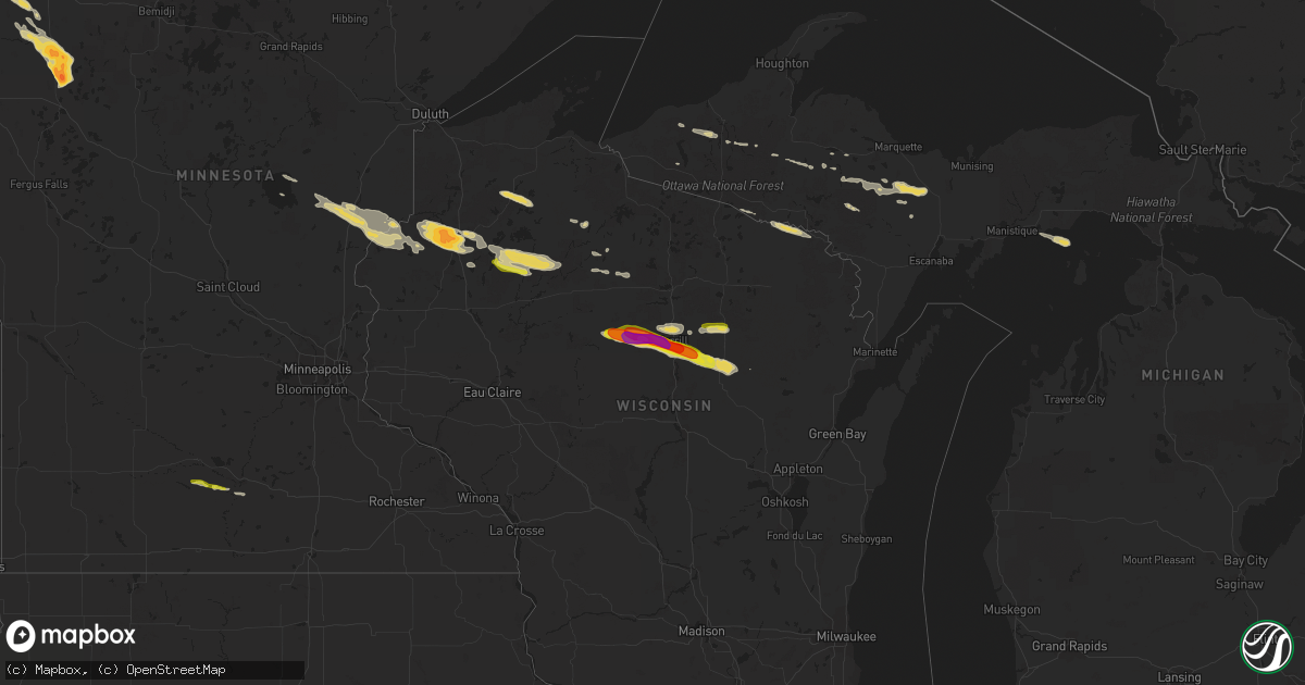 Hail map on August 1, 2015