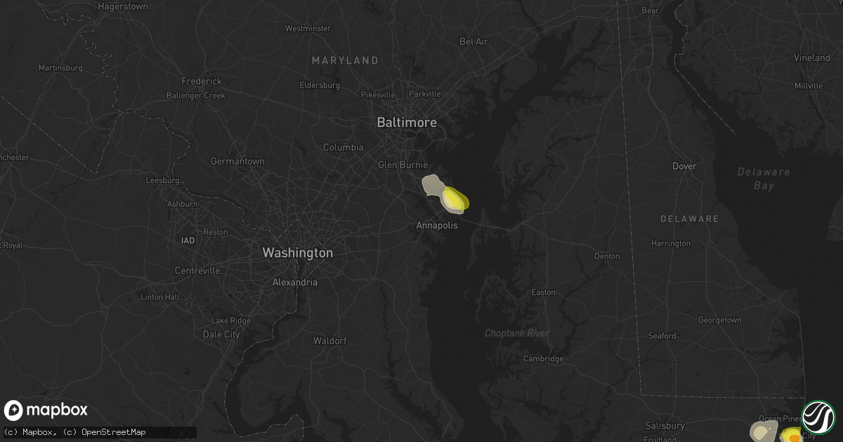 Hail map in Annapolis, MD on August 1, 2016