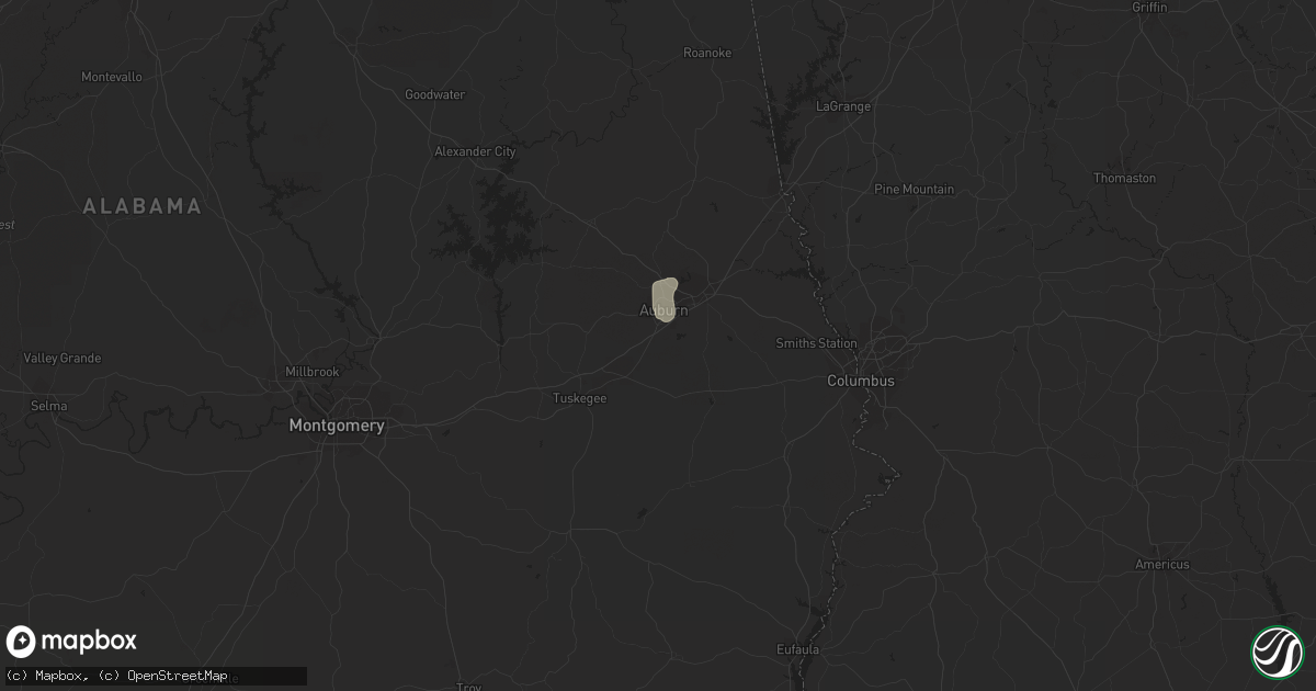 Hail map in Auburn, AL on August 1, 2016