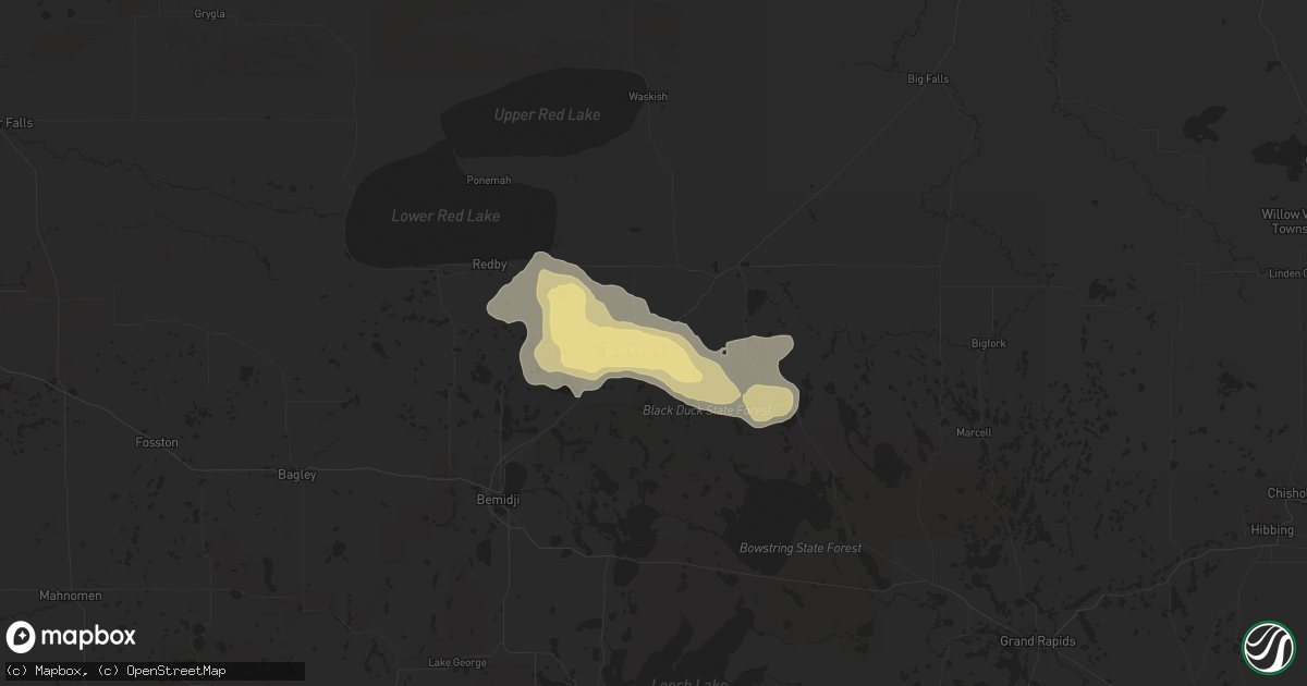 Hail map in Blackduck, MN on August 1, 2016