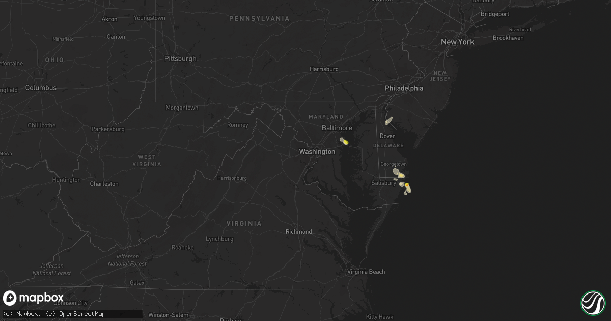 Hail map in Delaware on August 1, 2016