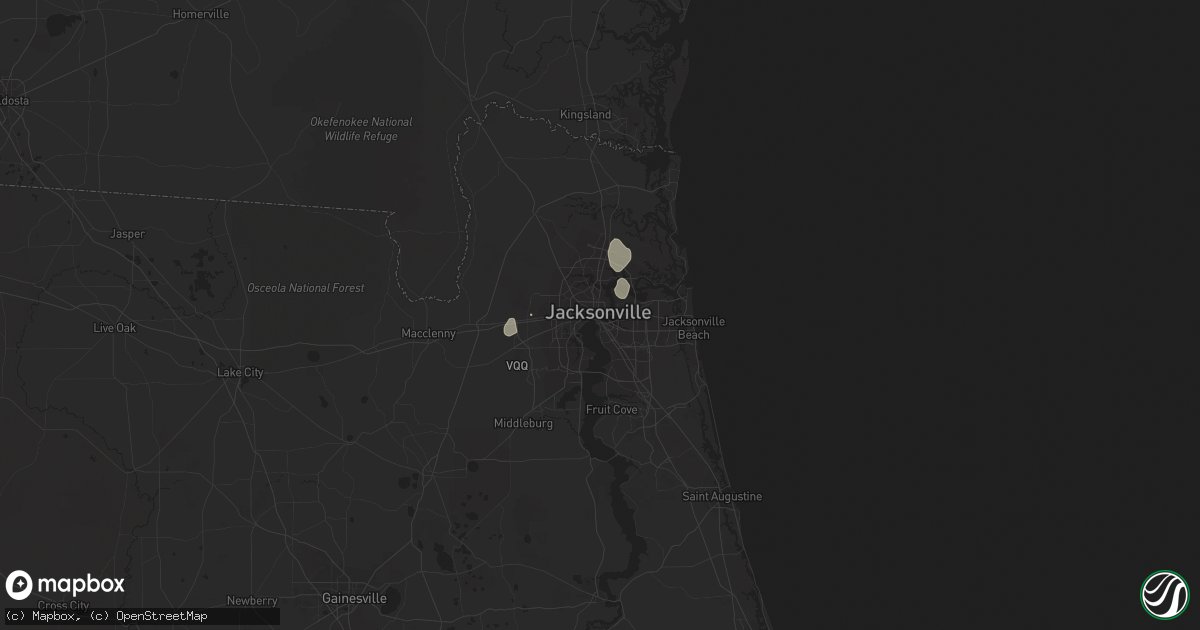 Hail map in Jacksonville, FL on August 1, 2016