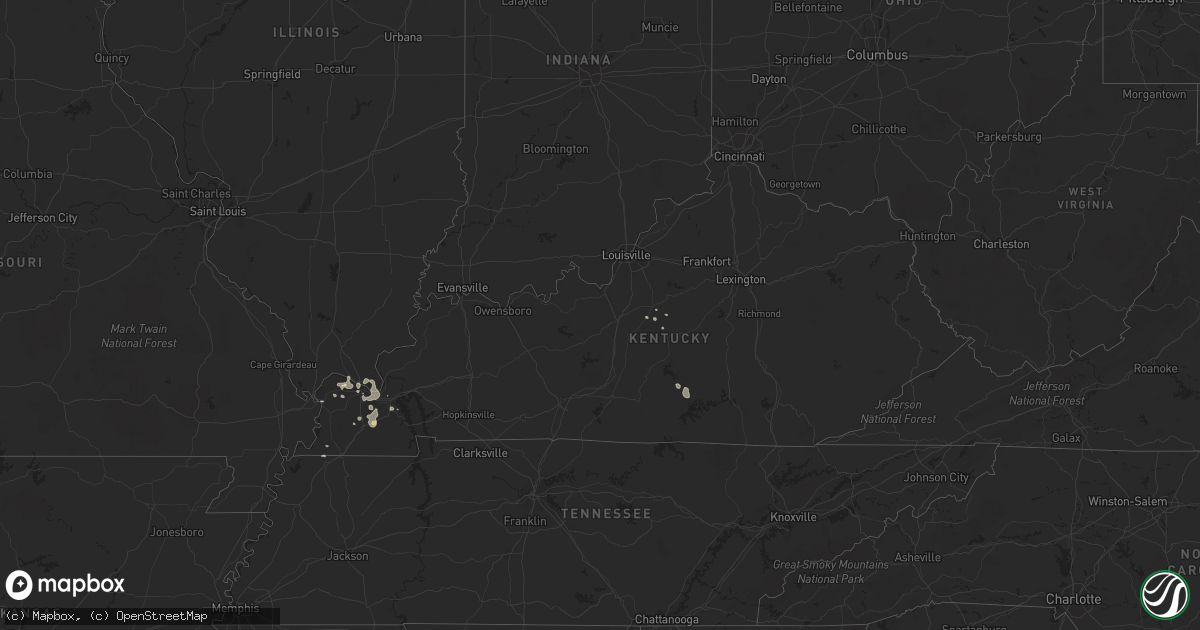 Hail map in Kentucky on August 1, 2016