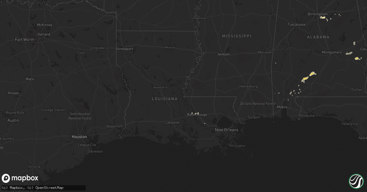 Hail map in Louisiana on August 1, 2016