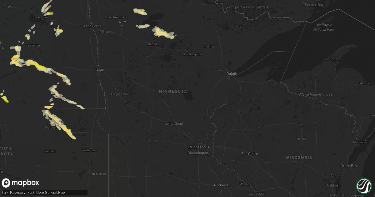 Hail map in Minnesota on August 1, 2016