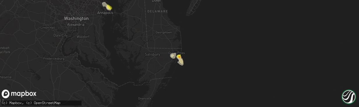 Hail map in Ocean City, MD on August 1, 2016