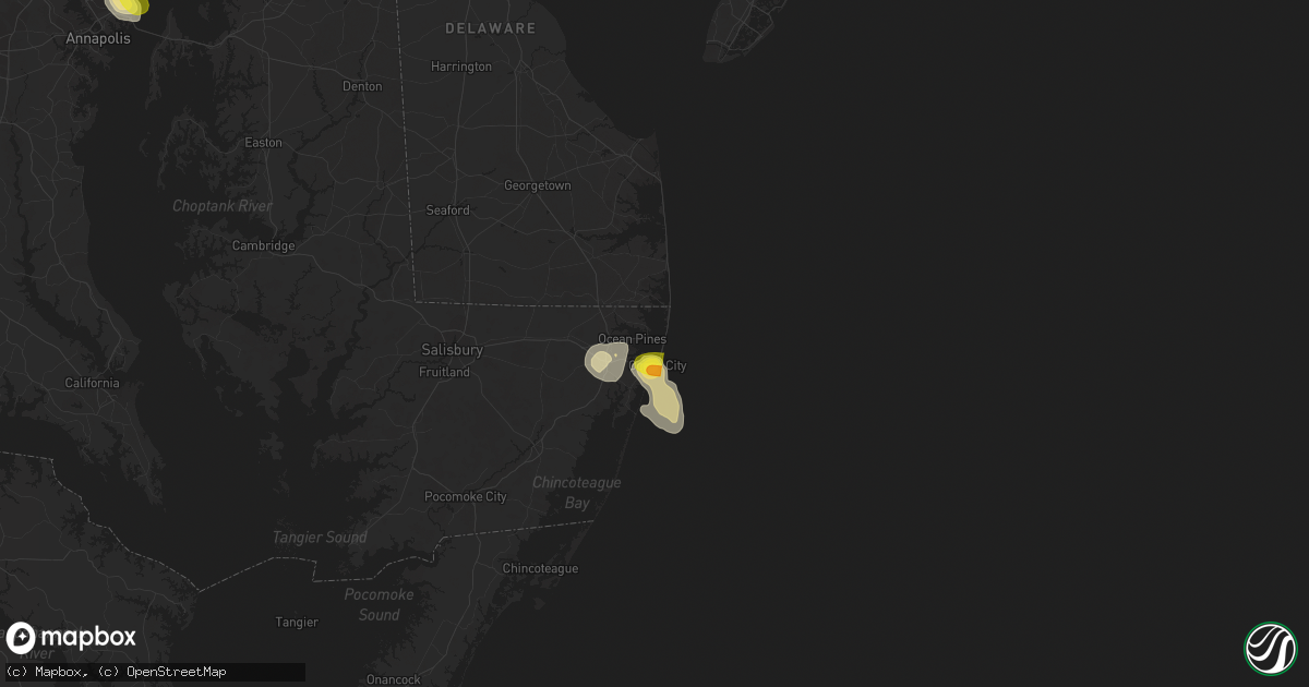 Hail map in Ocean City, MD on August 1, 2016