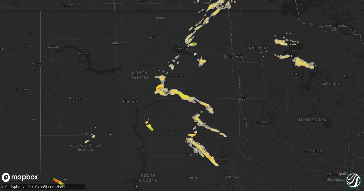 Hail map on August 1, 2016