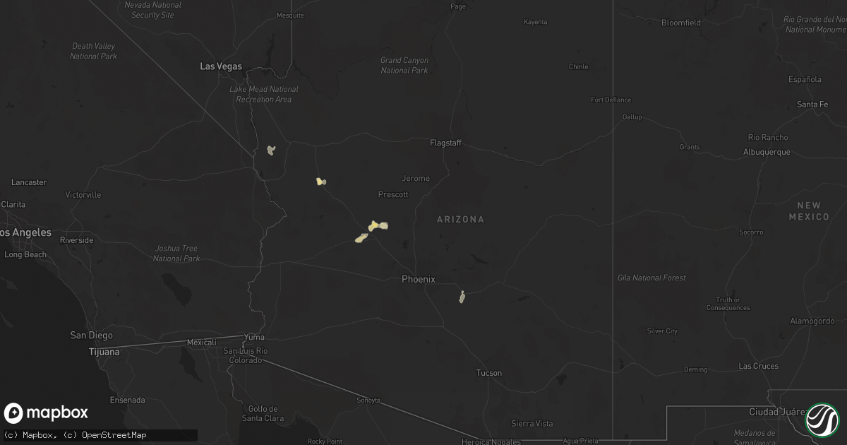 Hail map in Arizona on August 1, 2017