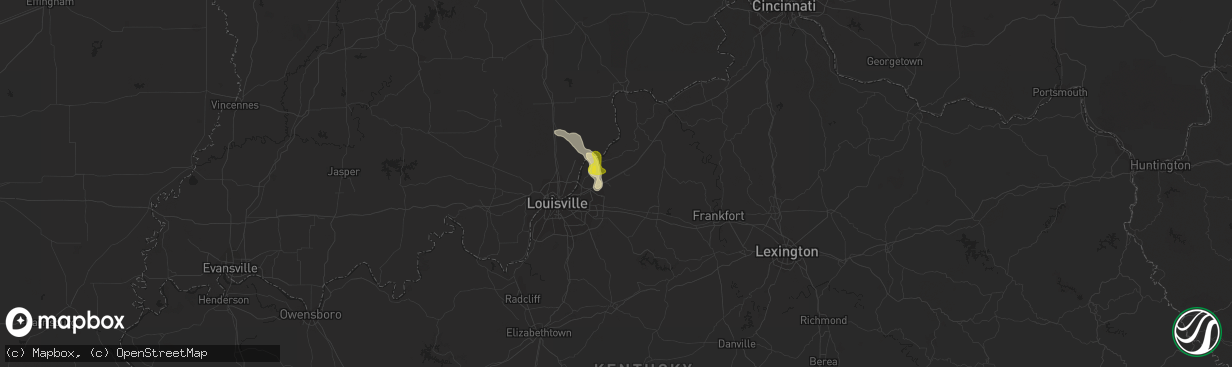 Hail map in Crestwood, KY on August 1, 2017