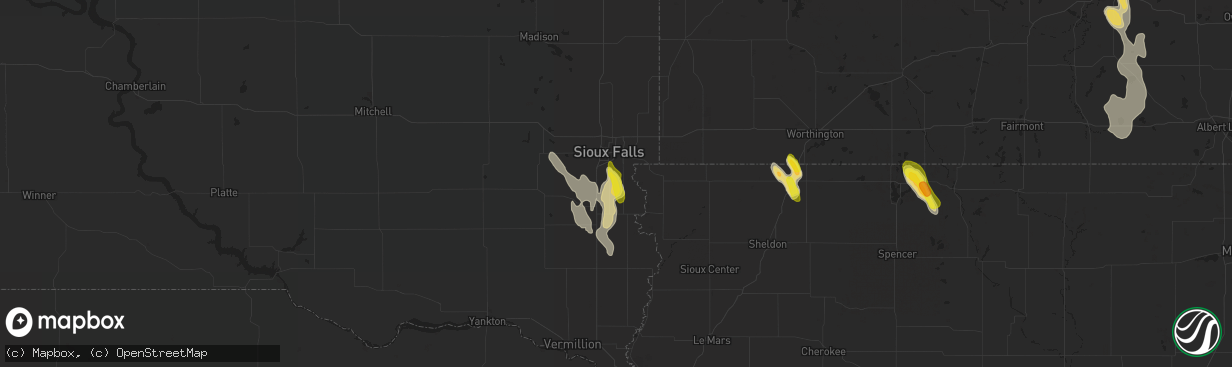 Hail map in Harrisburg, SD on August 1, 2017