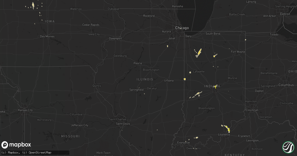 Hail map in Illinois on August 1, 2017
